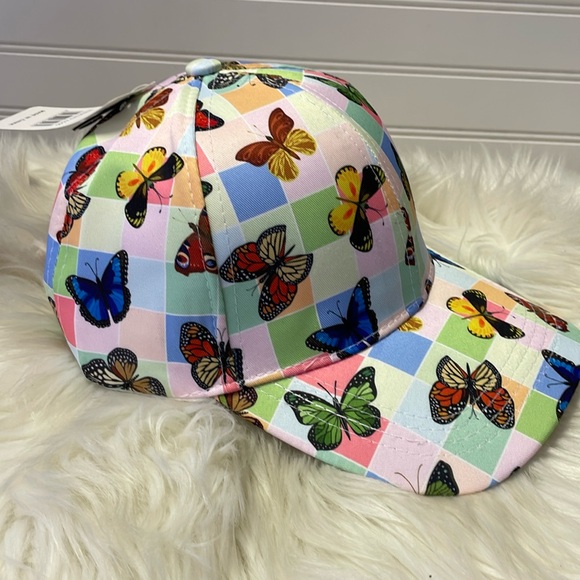 Butterfly 🦋 Pastel Colorblocked with Multicolored Butterflies Baseball Cap - Picture 4 of 12